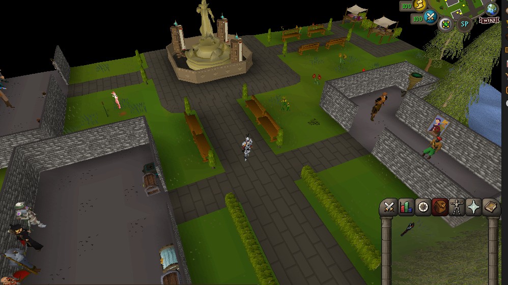 RuneWorld rebuilt home hub and central statue